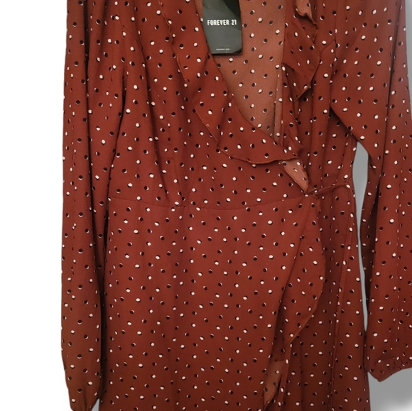 NEW! MINI RUST WRAP DRESS - Picture 4 of 7